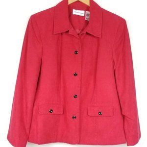 Alfred Dunner women's light jacket size 16 red leisure blazer stitch details